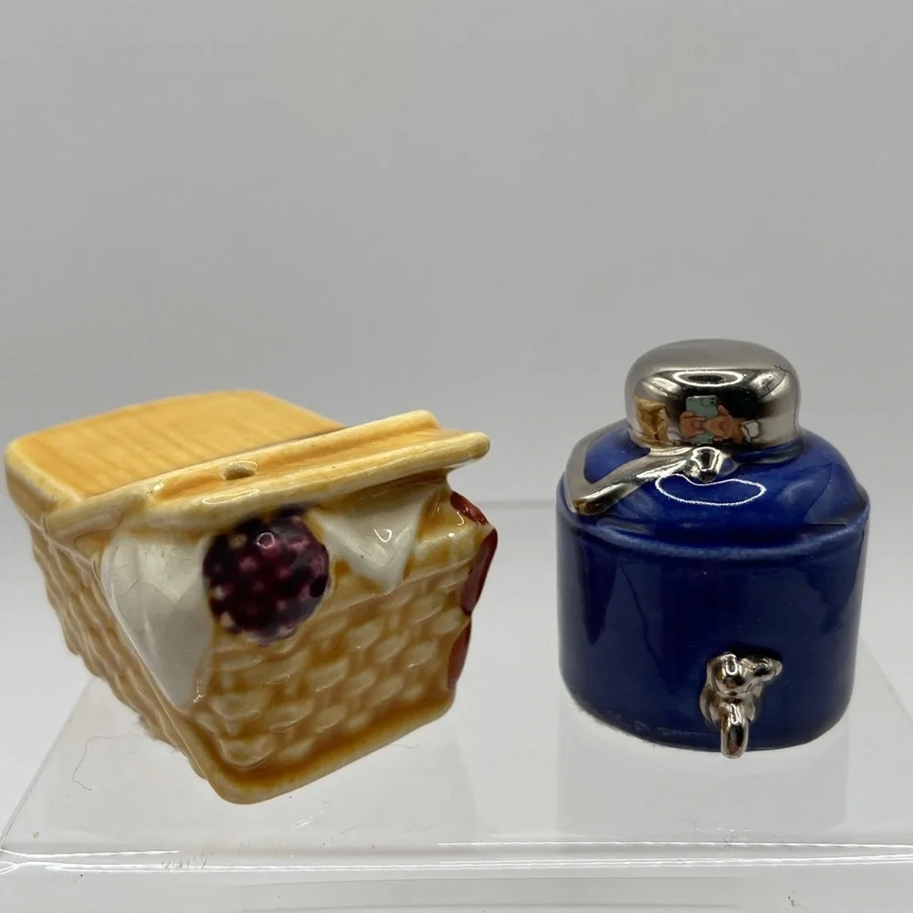 Arcadia Ceramics Picnic Basket Thermos Jug Salt Pepper Shaker Set
